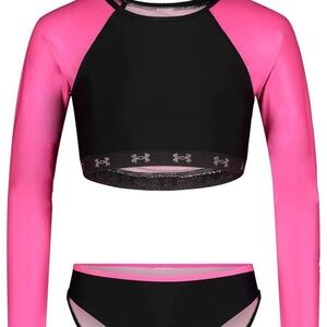 BRAND NEW youth girl under armour 2 pc long sleeve swimming swim bathing suit si